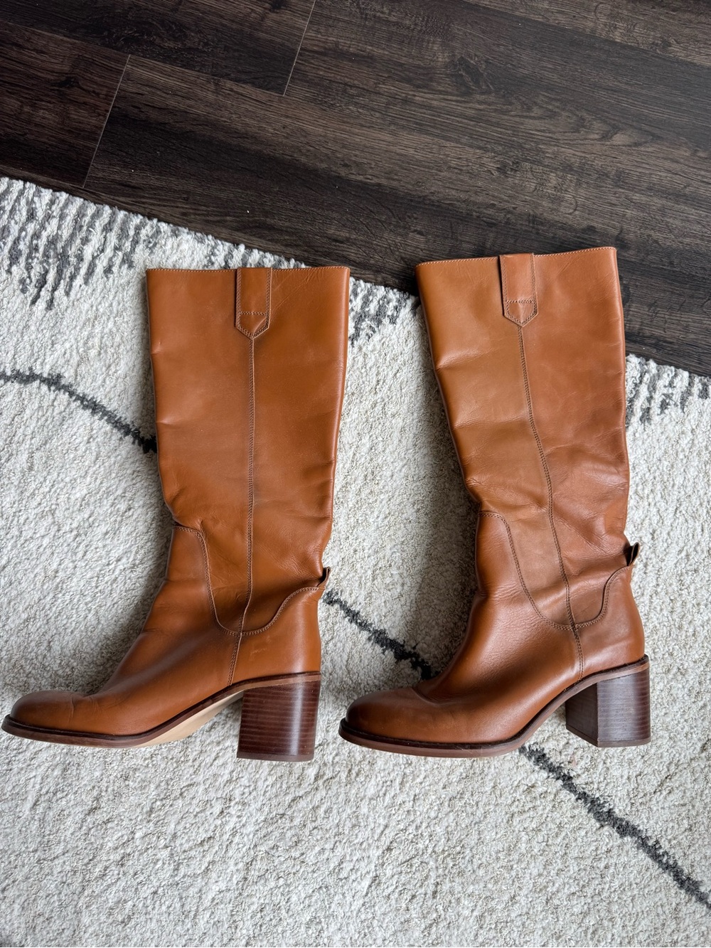 Zara Block Heel Leather Riding Boots